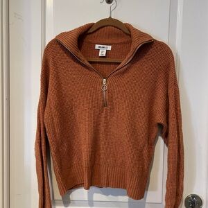 William Rast Rust Orange Quarter Zip Sweater